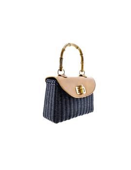 BOLSO MIMBRE NEGRO CAMEL