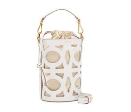 BUCKET BAG COWHIDE EFFECT LEATHER BRILLANT WHITE