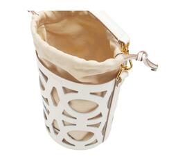 BUCKET BAG COWHIDE EFFECT LEATHER BRILLANT WHITE