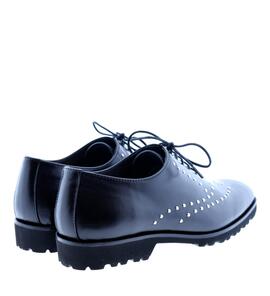 ZAPATO PLANO CORDONES PIEL NEGRA