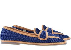 ,MOCASIN RAFIA  NAVY VIVO MANDARINA